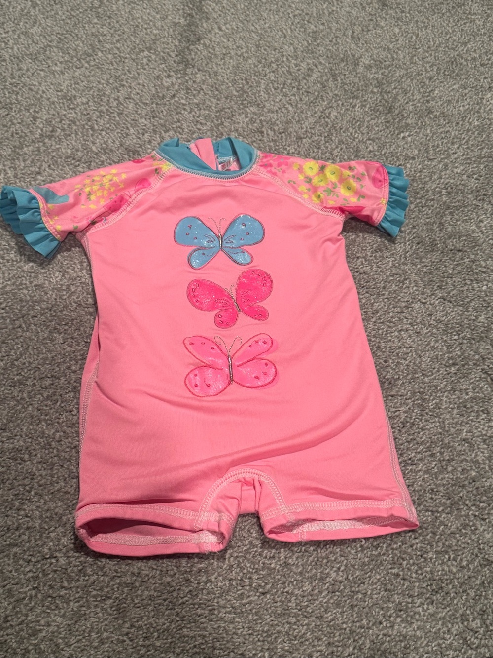 Wippette Girls Baby Printed One Piece Butterfly UV Rashguard Swimsuit 6-9M